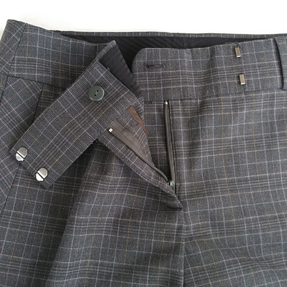 Ann Taylor Plaid Marisa Straight Cuffed Cropped Ankle Dress Trousers 8 Gray Grey - Picture 9 of 16